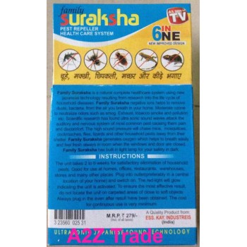 Suraksha 6 In 1 Pest Repeller,Night Lamp,Ultrasonic Insects Mosquito Repell-cum-Health Care System,Buy 1 Get 1 Free